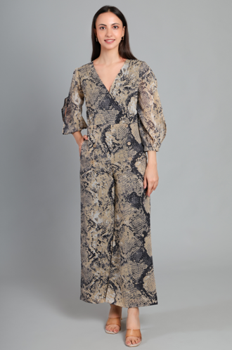 Bold serpent glam Jumpsuit.